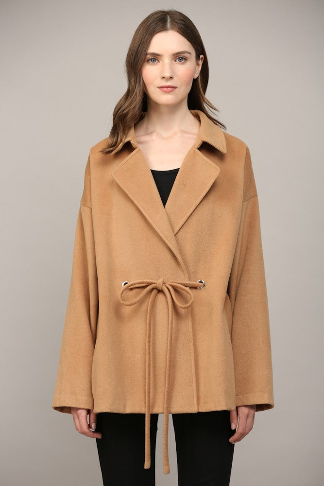 FINAL SALE Camel Tie Waist Coat