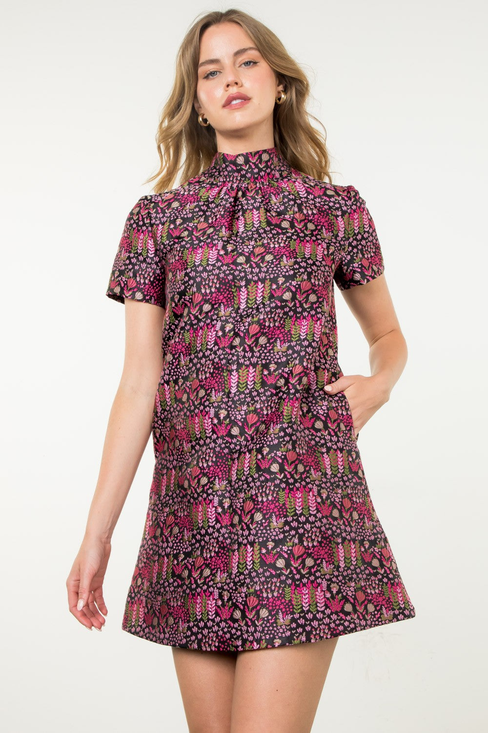 FINAL SALE Textured Dress with Bow Tie Back