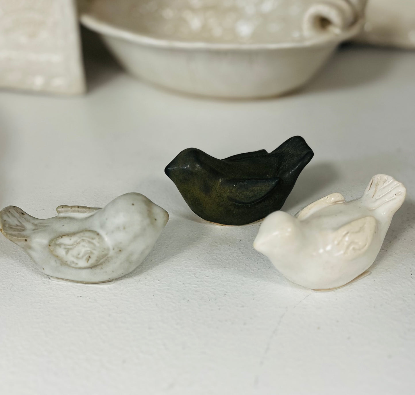 FP Bird Figurines in Ivory Linen