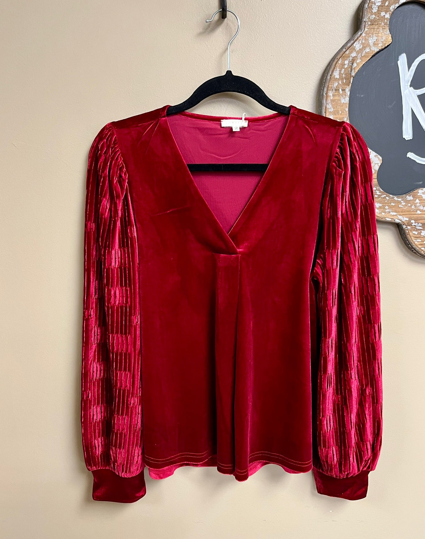 FINAL SALE Velvet Long Sleeve Top