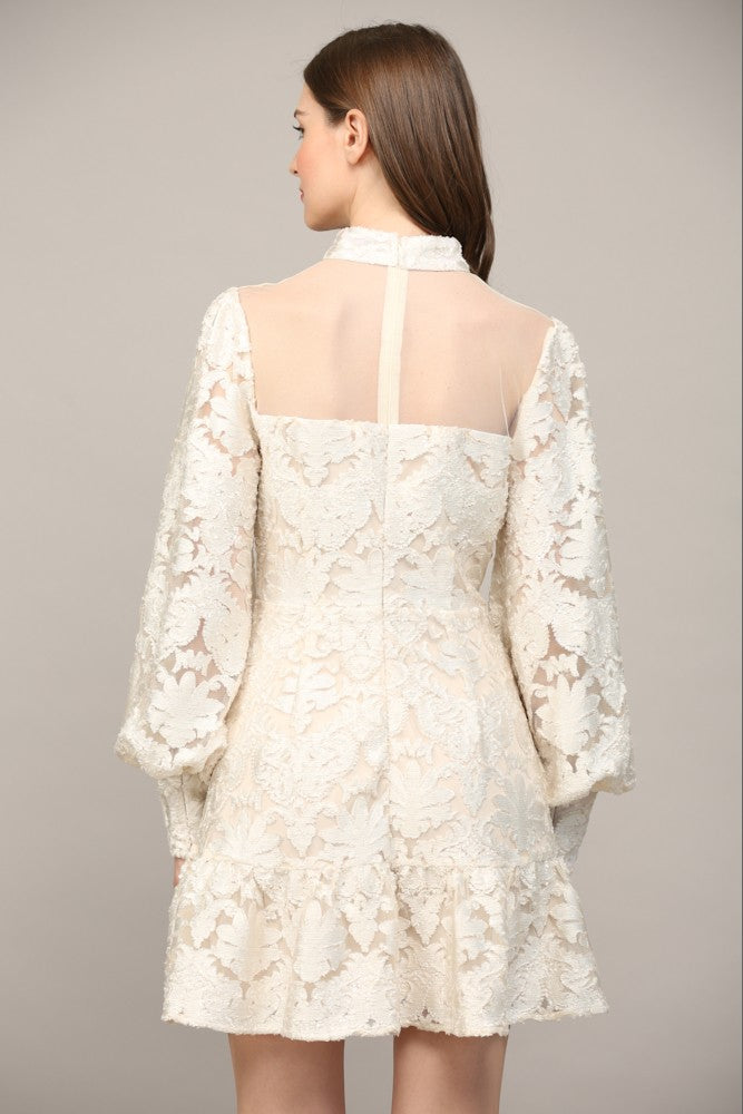 FINAL SALE Sheer Mesh Detail Velvet Dress