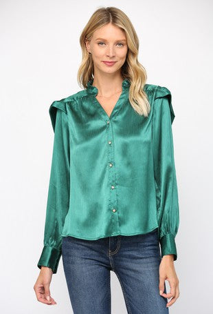 FINAL SALE Fold Over Puff Sleeve Blouse