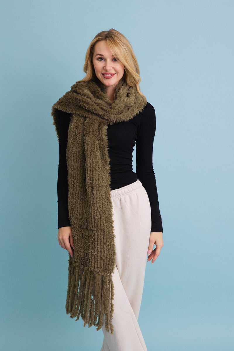Fringe Shawl - Olive