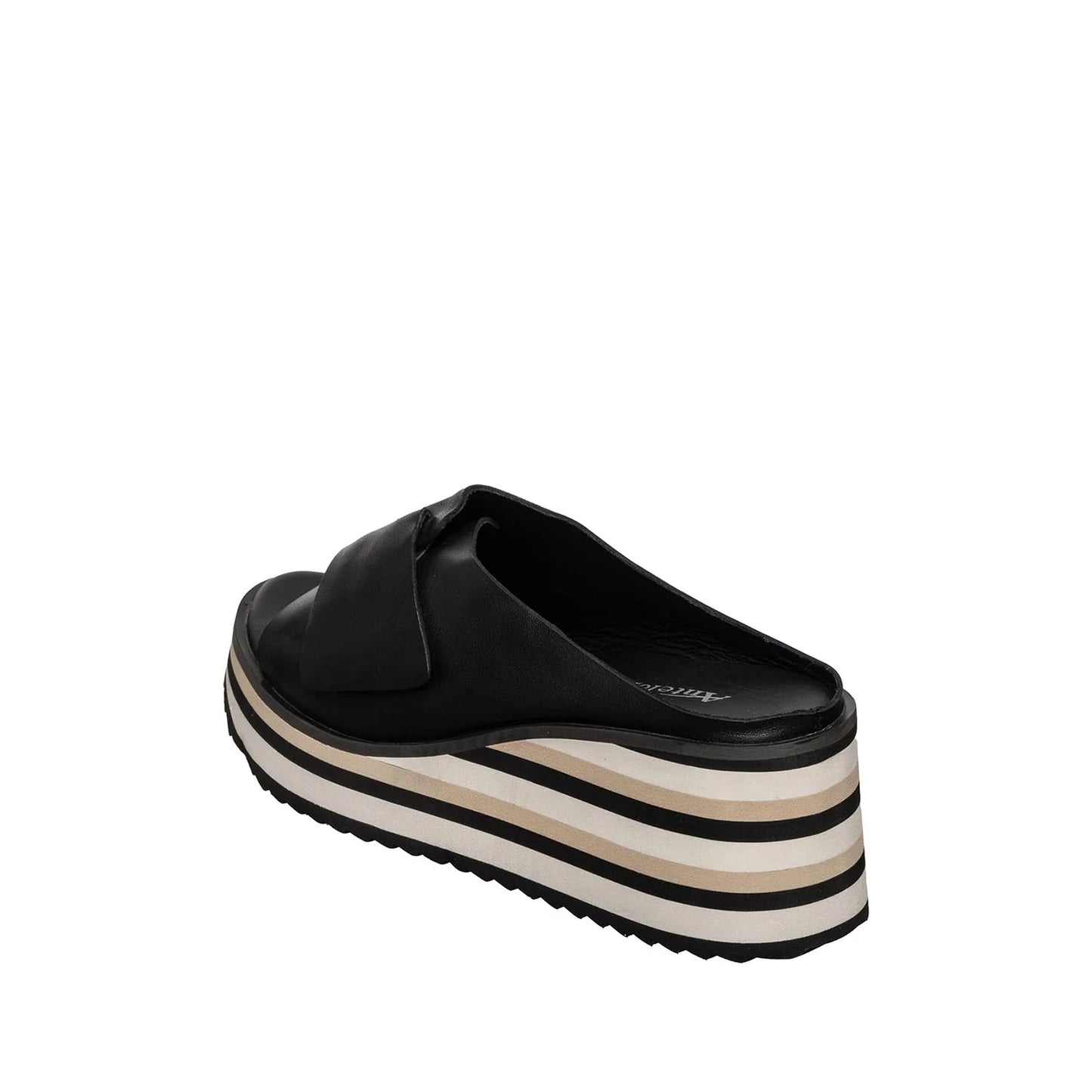 Padme Black Leather Wedge