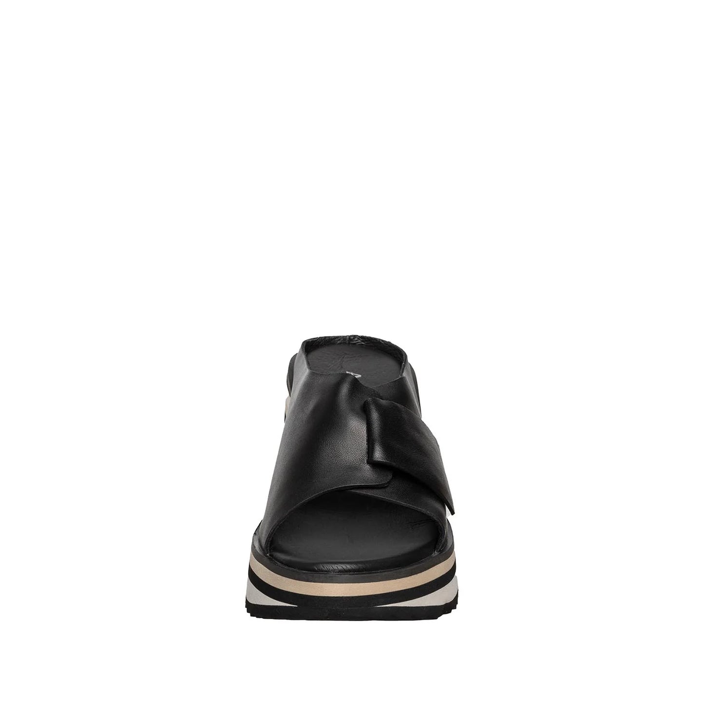 Padme Black Leather Wedge