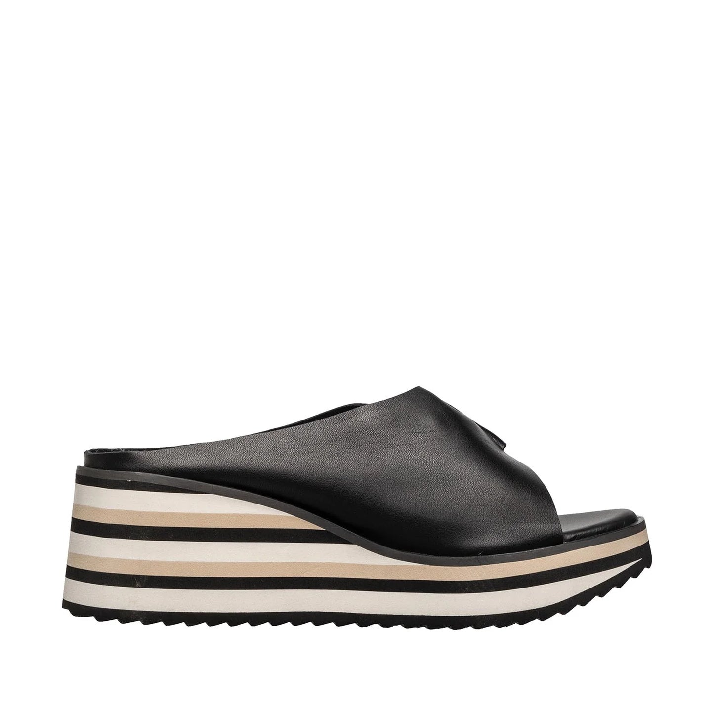 Padme Black Leather Wedge