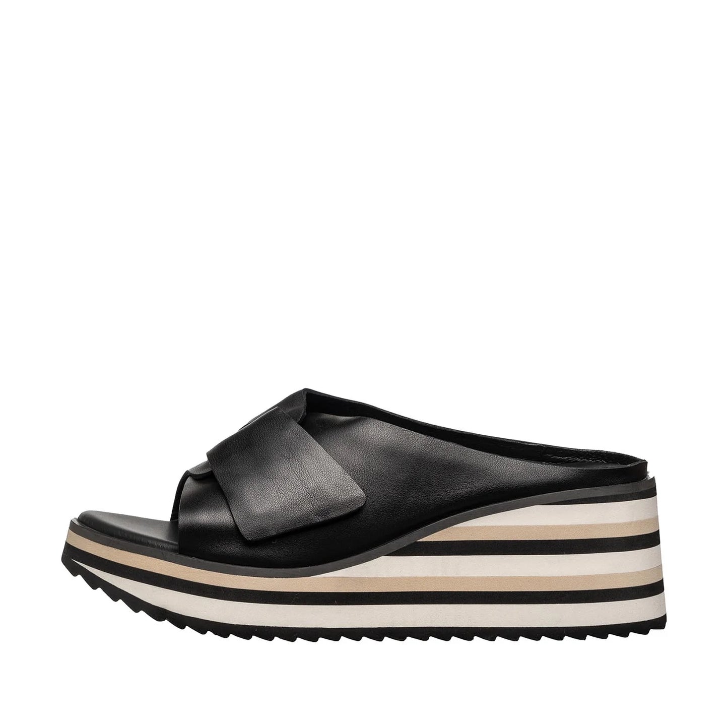 Padme Black Leather Wedge