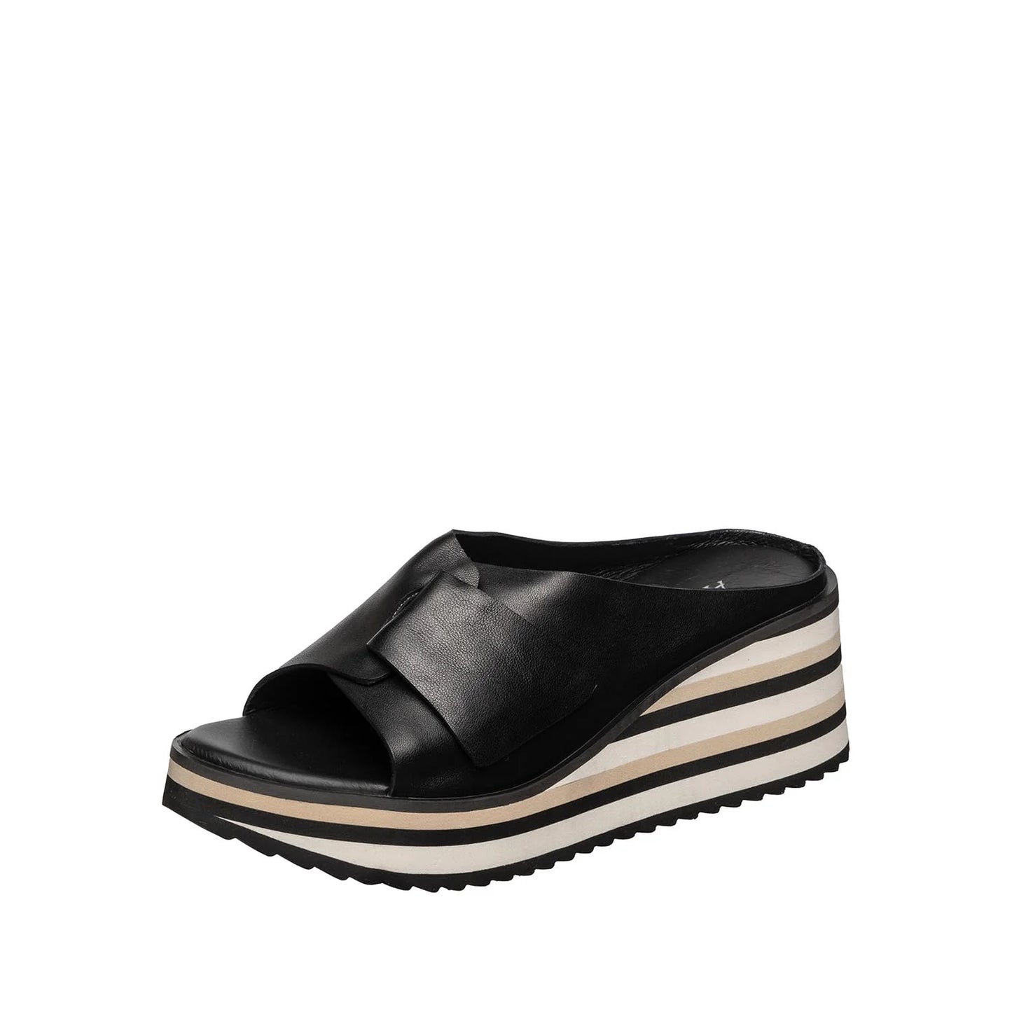 Padme Black Leather Wedge