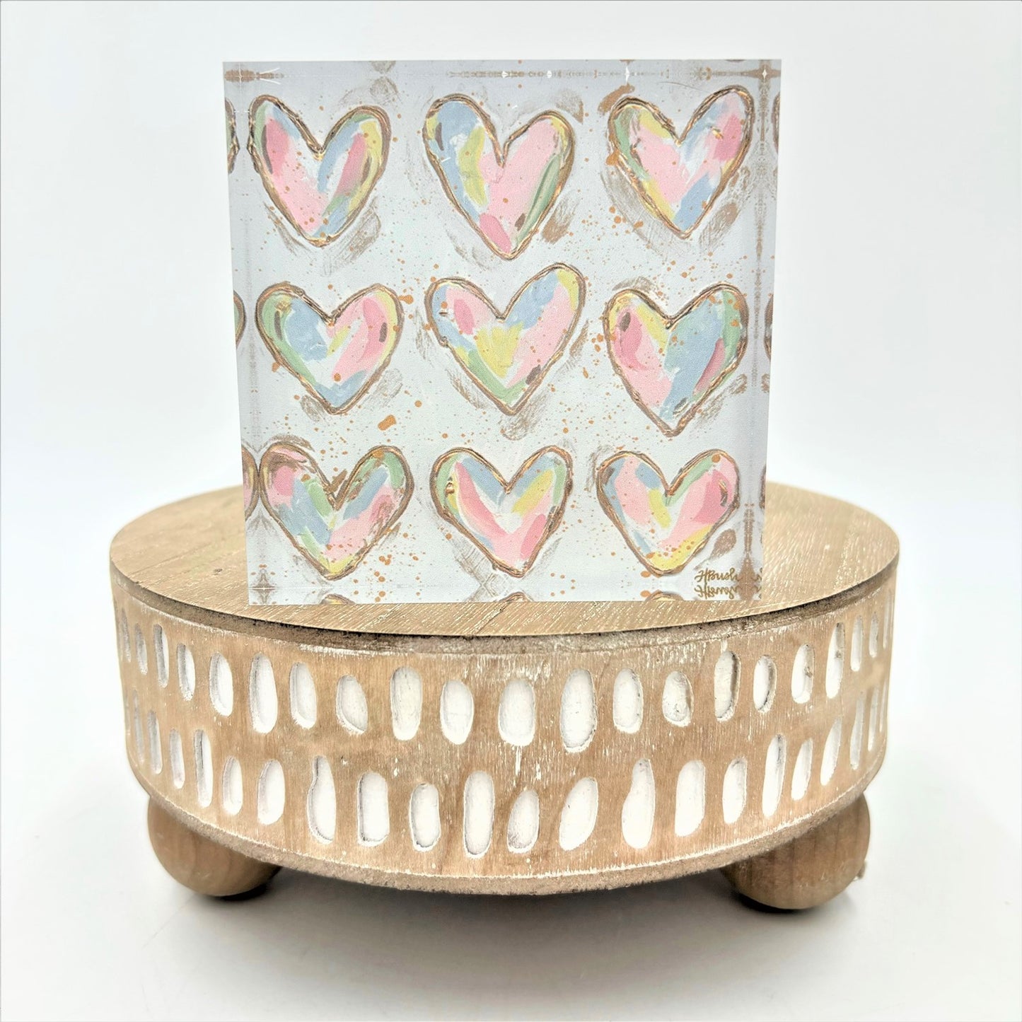 Pastel Hearts Acrylic Block