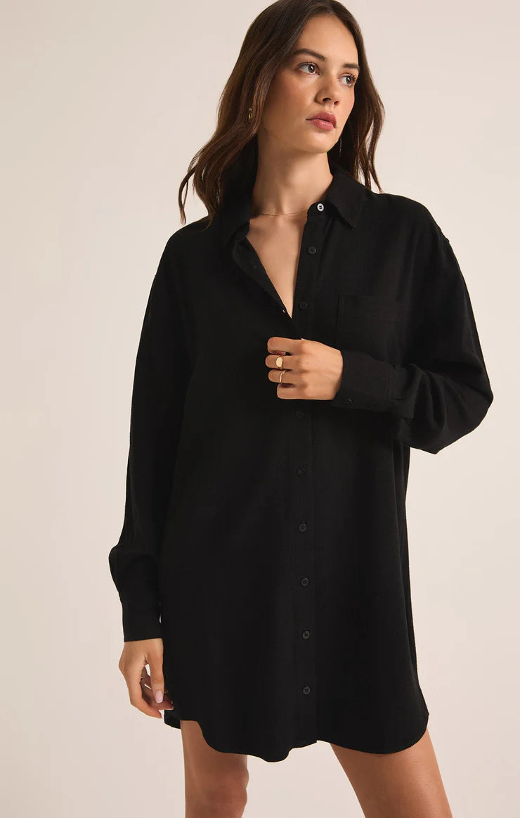 Z Supply Women's Dover Linen Mini Dress, Black, Small Z Supply Women's Dover Linen Mini Dress, Black, Small
