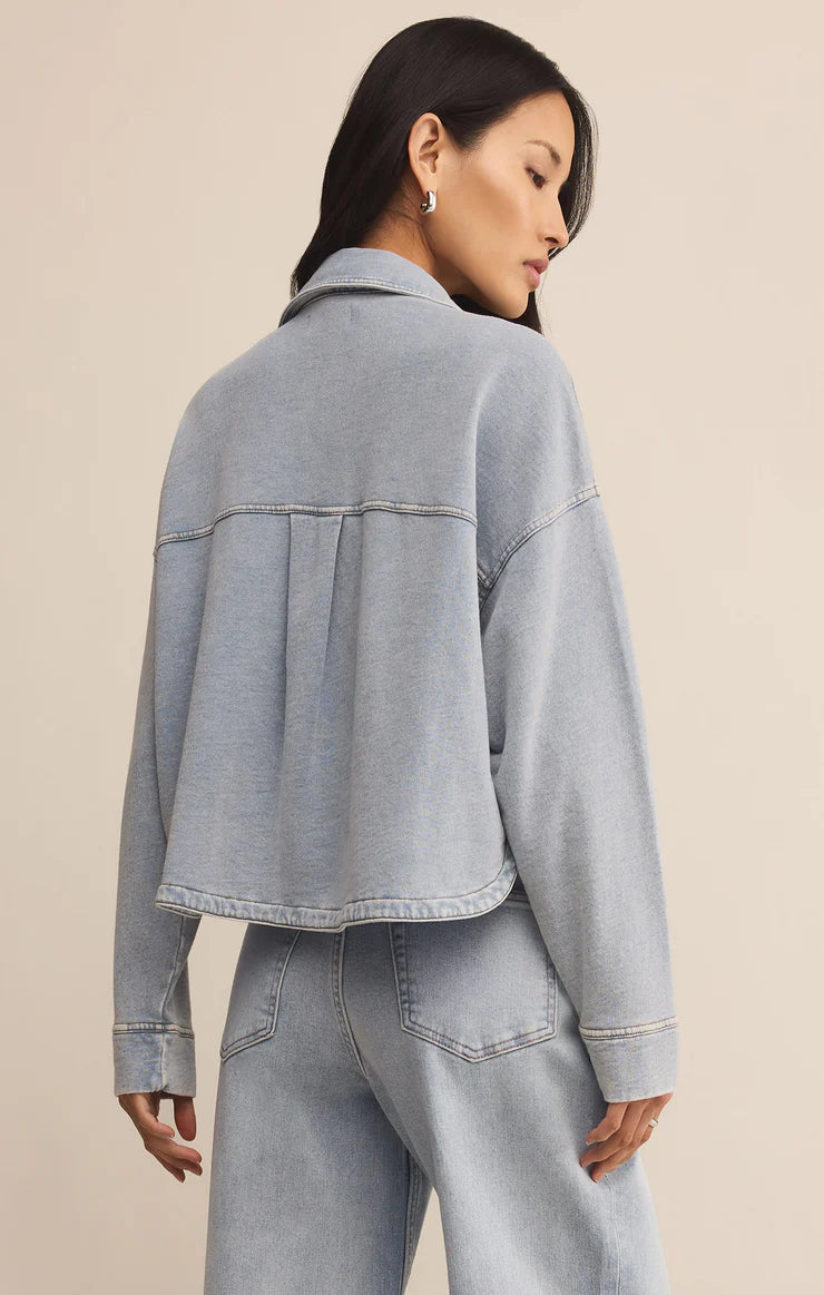 Z Supply All Day Cropped Knit Denim Jacket