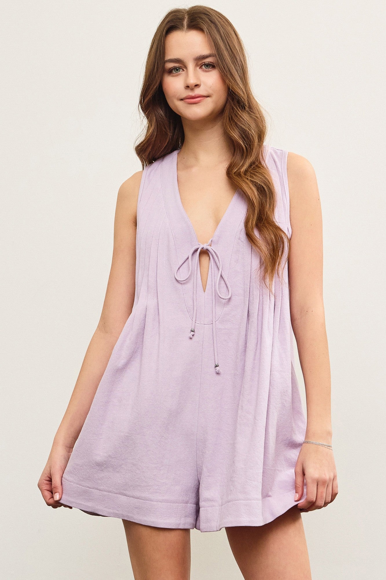 FINAL SALE Pleated Sleeveless Romper