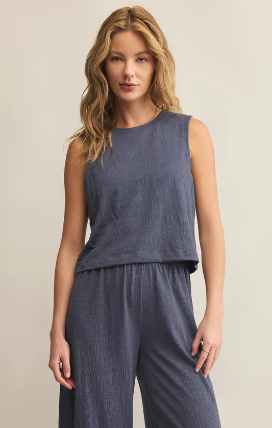 FINAL SALE Z Supply Sloane Textured Slub Top- Worn Blue