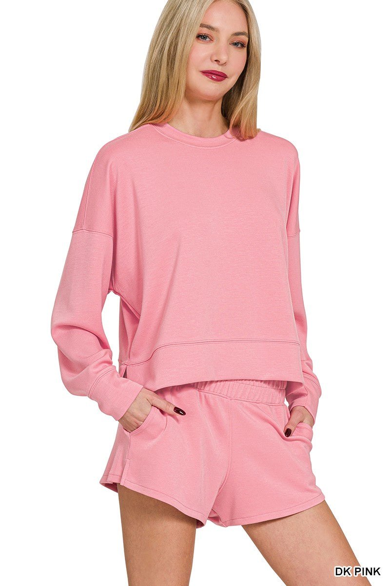 Scuba Sweatshirt & Shorts Set - Pink
