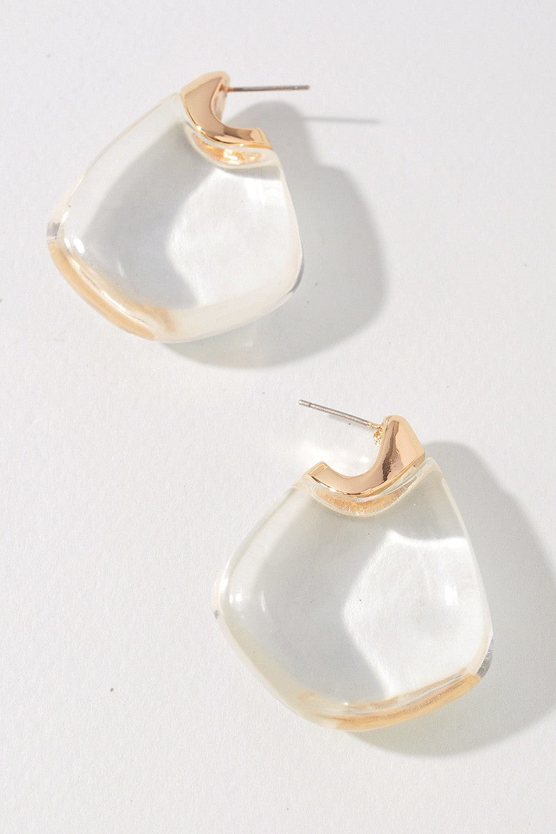 Gold & Clear Resin Acrylic Drop Earrings