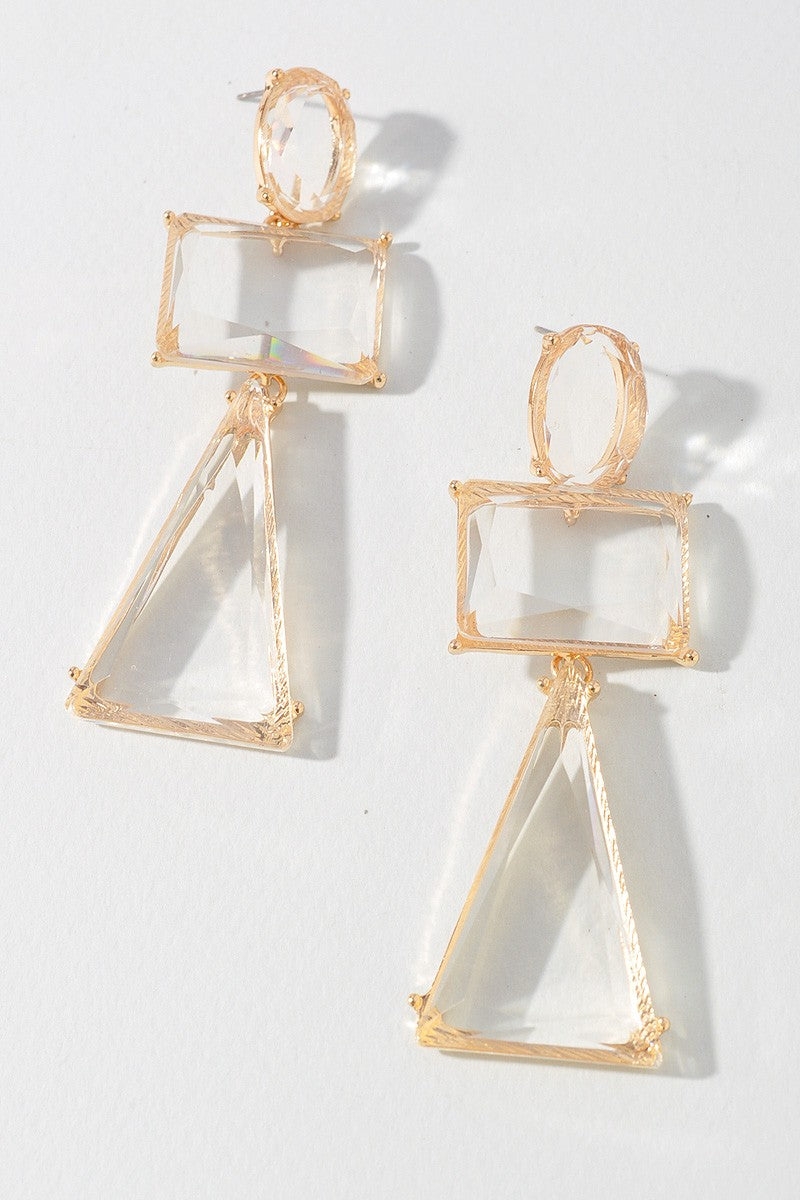 Geometric Crystal Dangle Earrings