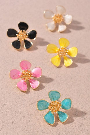 Painted Flower Stud Earrings