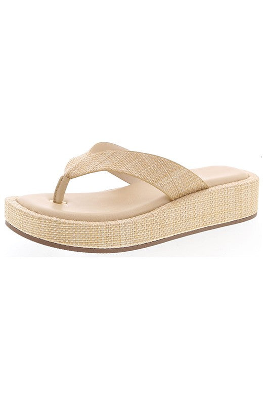 FINAL SALE Esmeralda Flip Flops - Beige Raffia