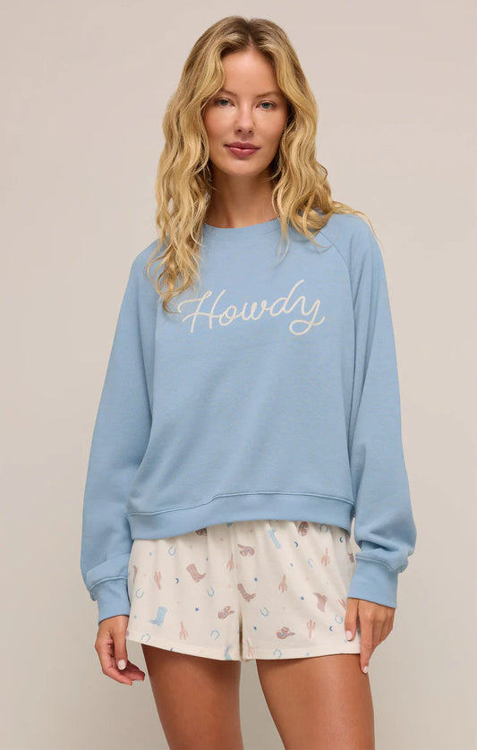 Z Supply Howdy Fleece Sweatshirt - Coastal Blue