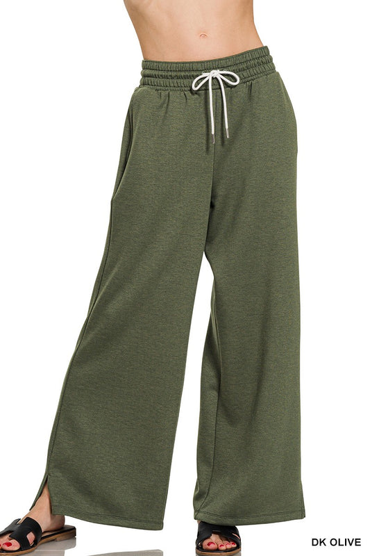 Scuba Drawstring Pants - Dark Olive
