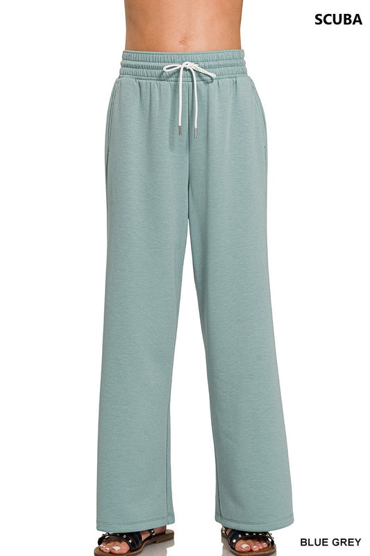 Scuba Drawstring Pants - Blue Grey
