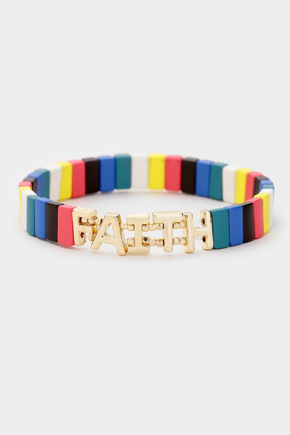 Lego Block 'Faith' Strech Bracelet- Boho