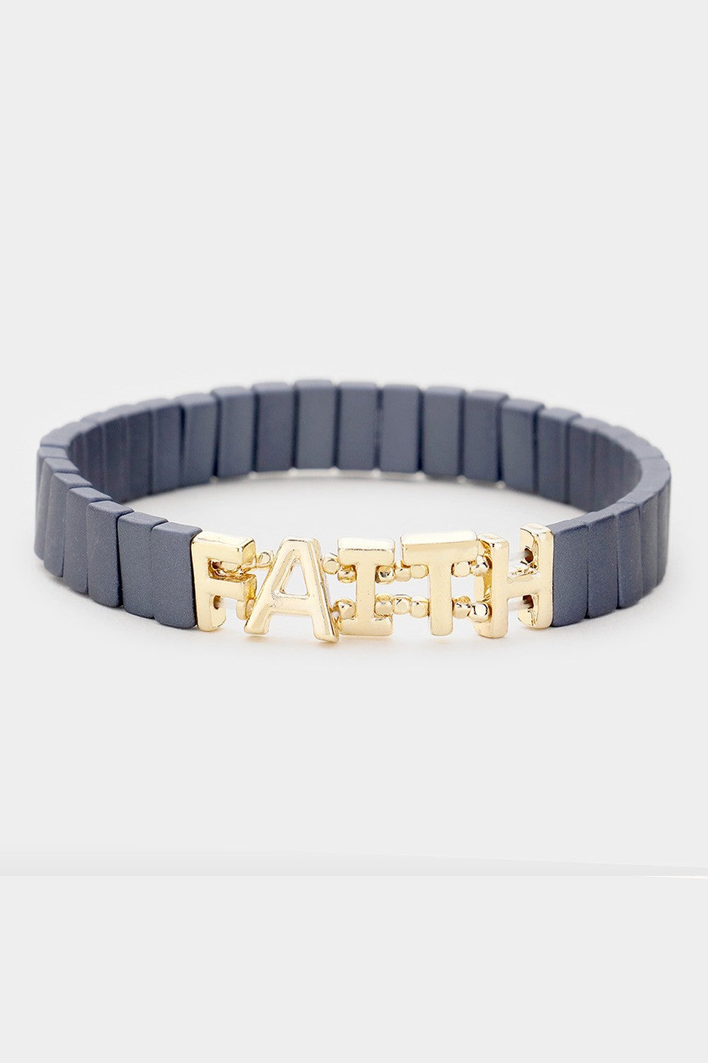 Lego Block 'Faith' Stretch Bracelet - Navy