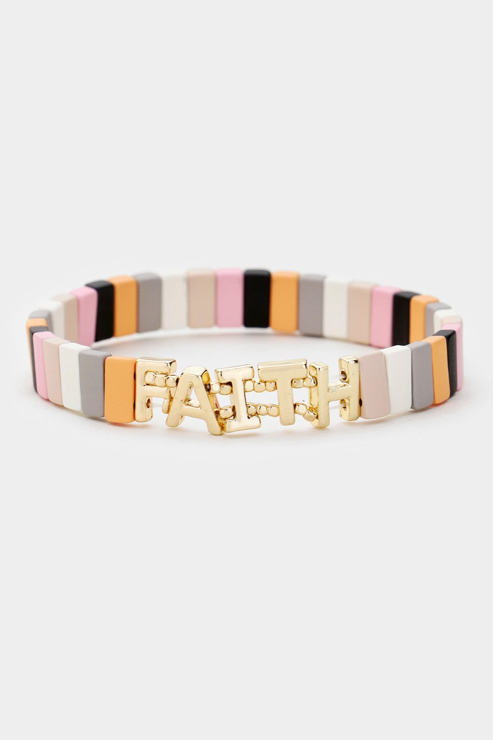 Lego Block 'Faith' Stretch Bracelet- Nude
