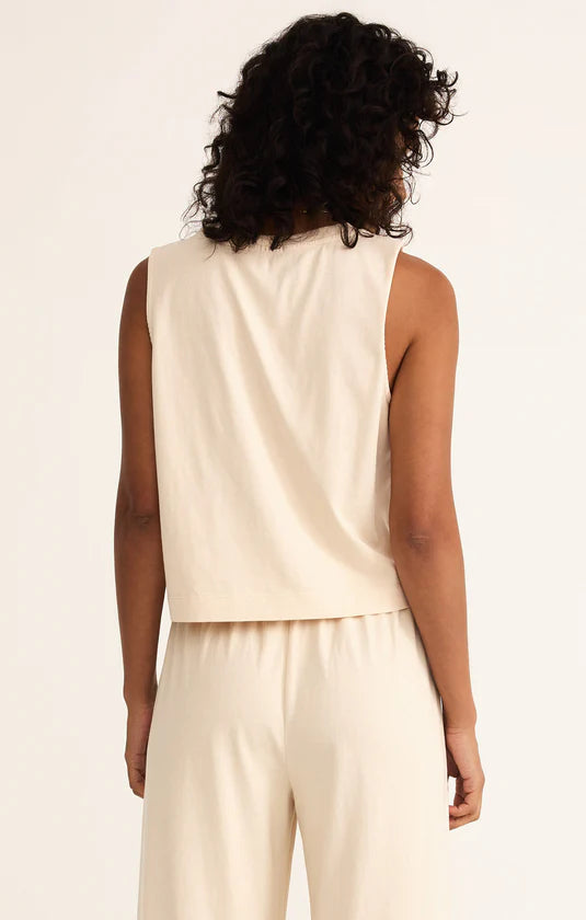 Sloane Jersey Muscle Tank - Panna Cotta