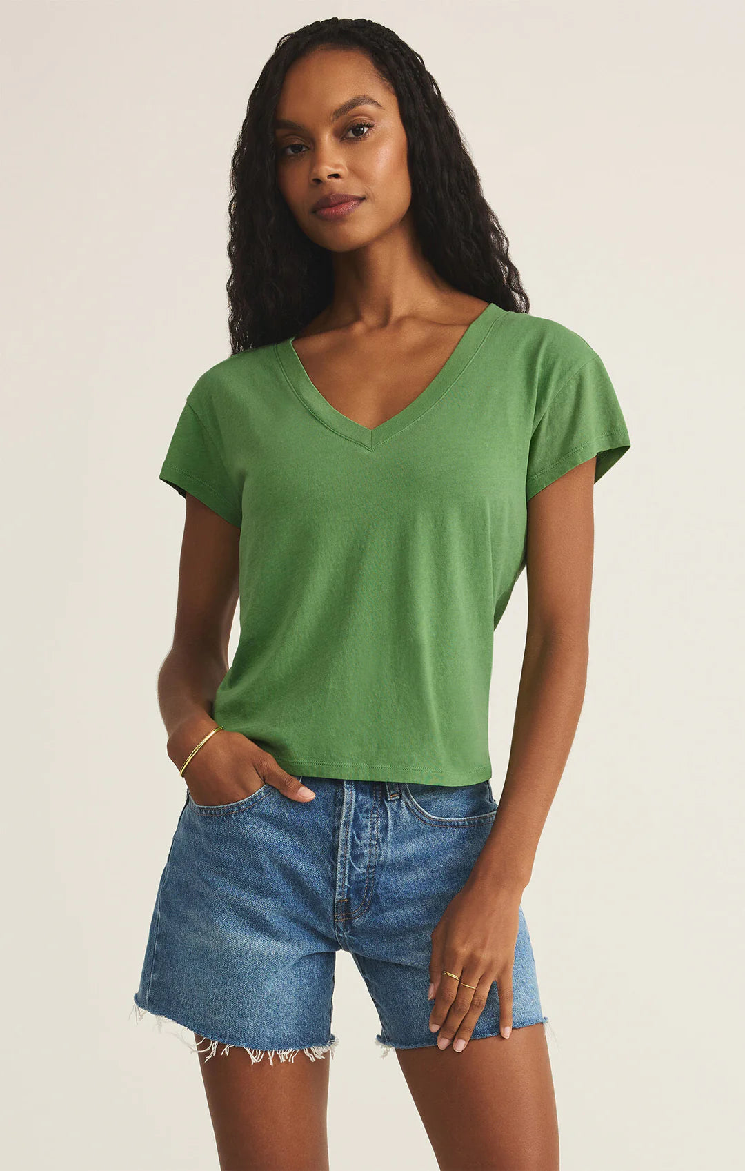 Modern Jersey V-Neck Tee - Lawn