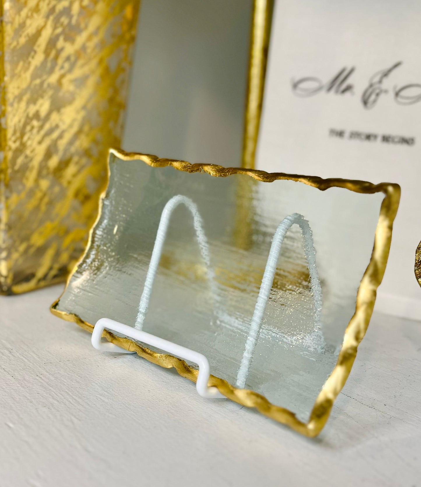 4"x7" Gold Edge Glass Tray