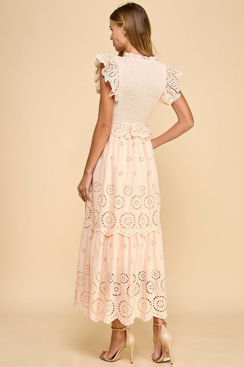 Lace Scalloped Hem Ruffle Dress