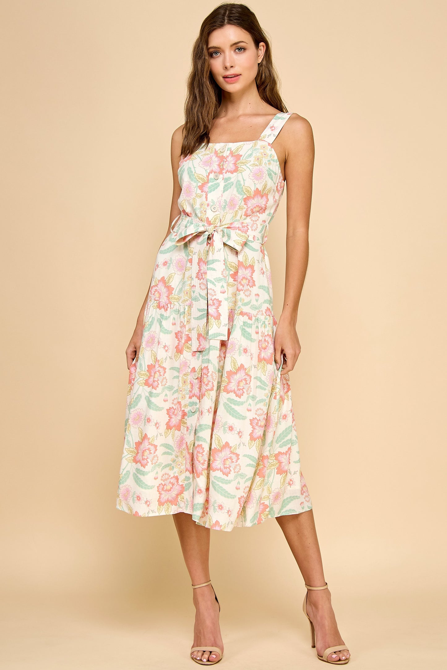Floral Button Down Midi Dress