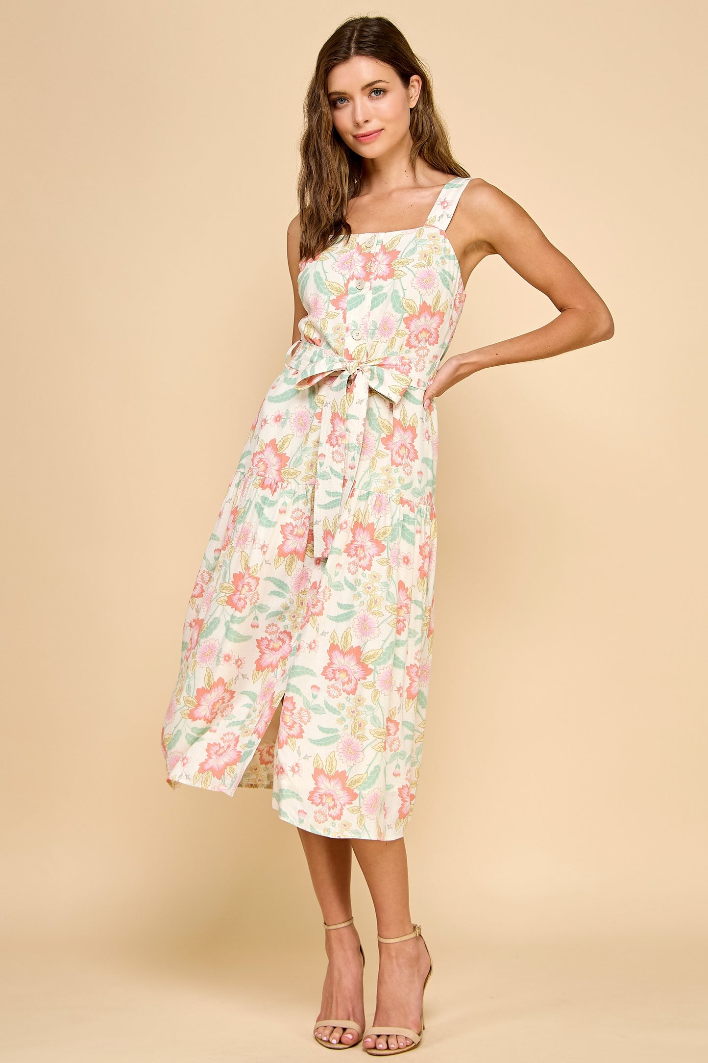 Floral Button Down Midi Dress