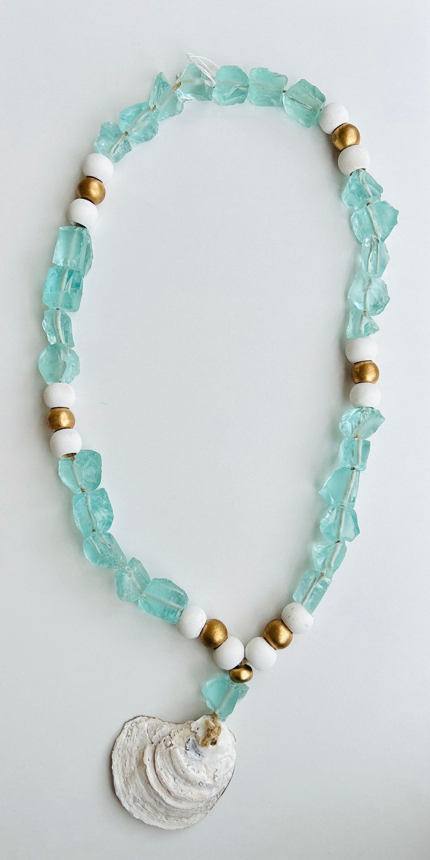 FINAL SALE Coastal Grit Aquamarine & Oyster Shell Blessing Beads