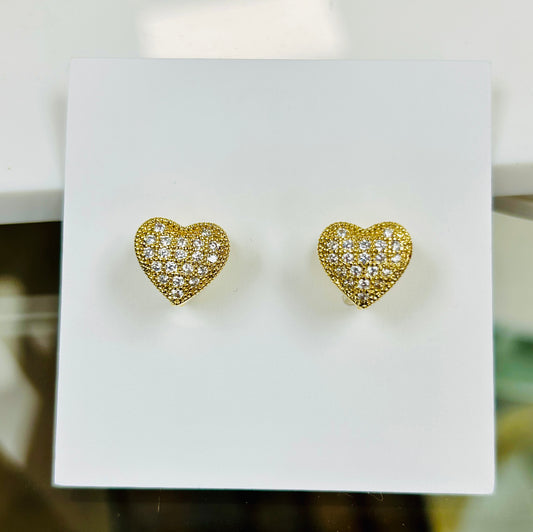 Double Sided Pave' Heart Huggie Earrings