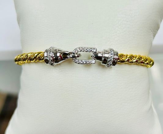 Dixie Two-Toned Bangle Bracelet- Gold