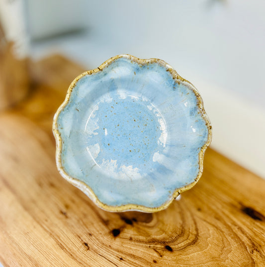 Etta B Ruffled Springtime Salsa Bowl-Wisteria