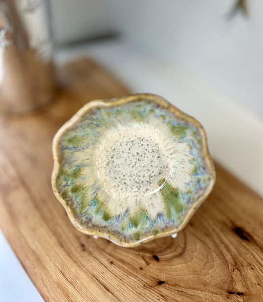Etta B Ruffled Springtime Salsa Bowl-Botanical
