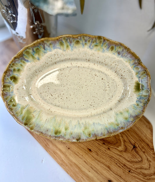Etta B Small Oval Platter-Botanical
