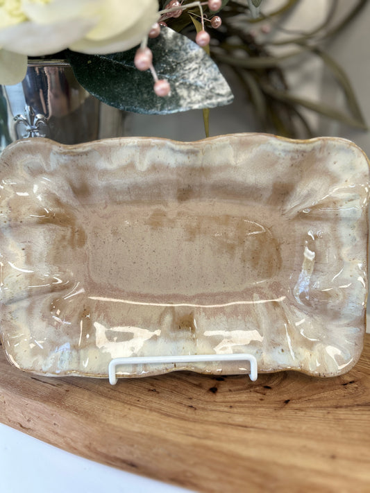 Etta B Ruffled Rectangle Dish-Primrose