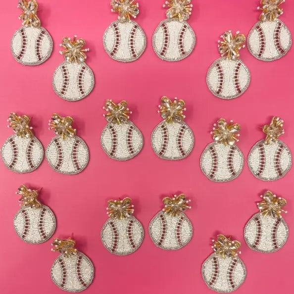 “Baseball" Dangle Earrings