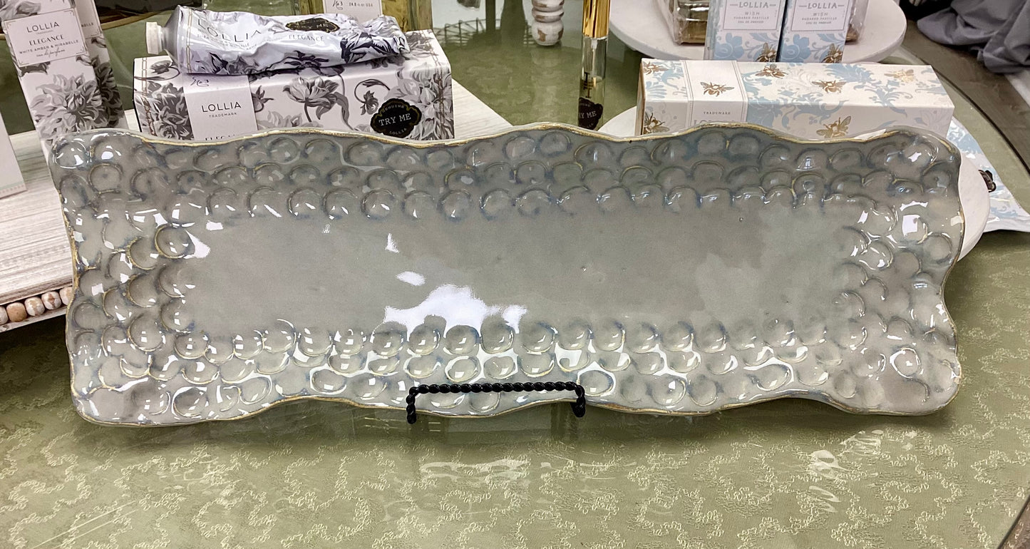 FINAL SALE Finger Print Rectangle Tray-Morning Mist