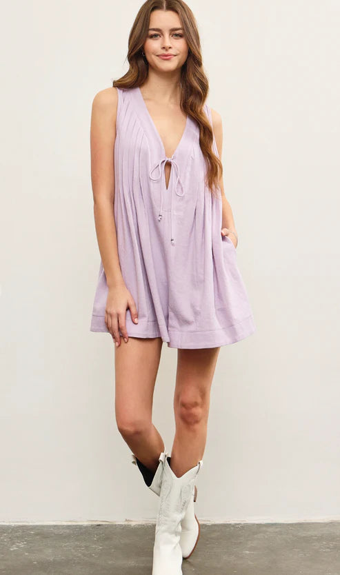 FINAL SALE Mustard Seed Pleated Sleeveless Romper