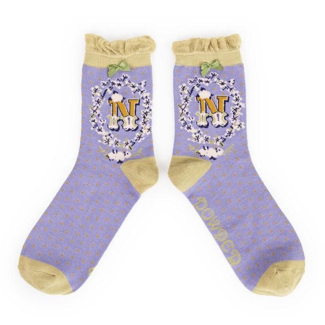FINAL SALE Powder Initial Ankle Socks- F, I, N, O, Q, X, Y, Z