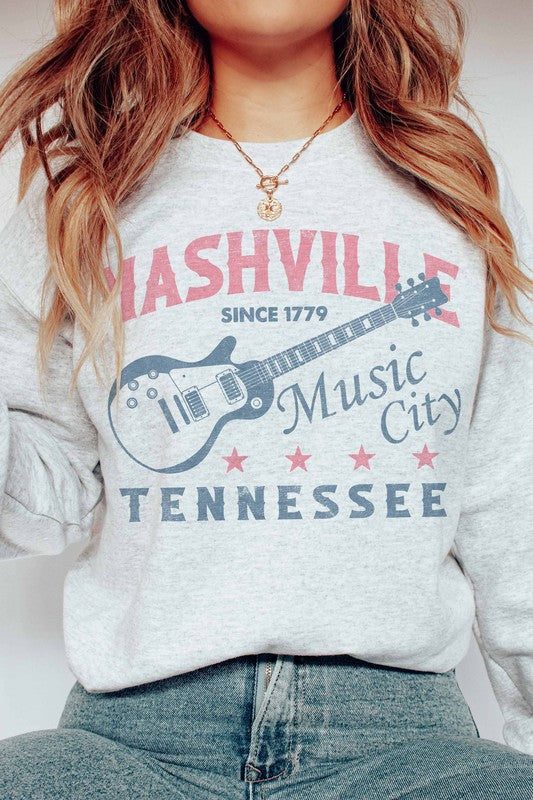 Nashville Music City Oversized Graphic Sweatshirt