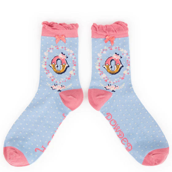 FINAL SALE Powder Initial Ankle Socks- F, I, N, O, Q, X, Y, Z