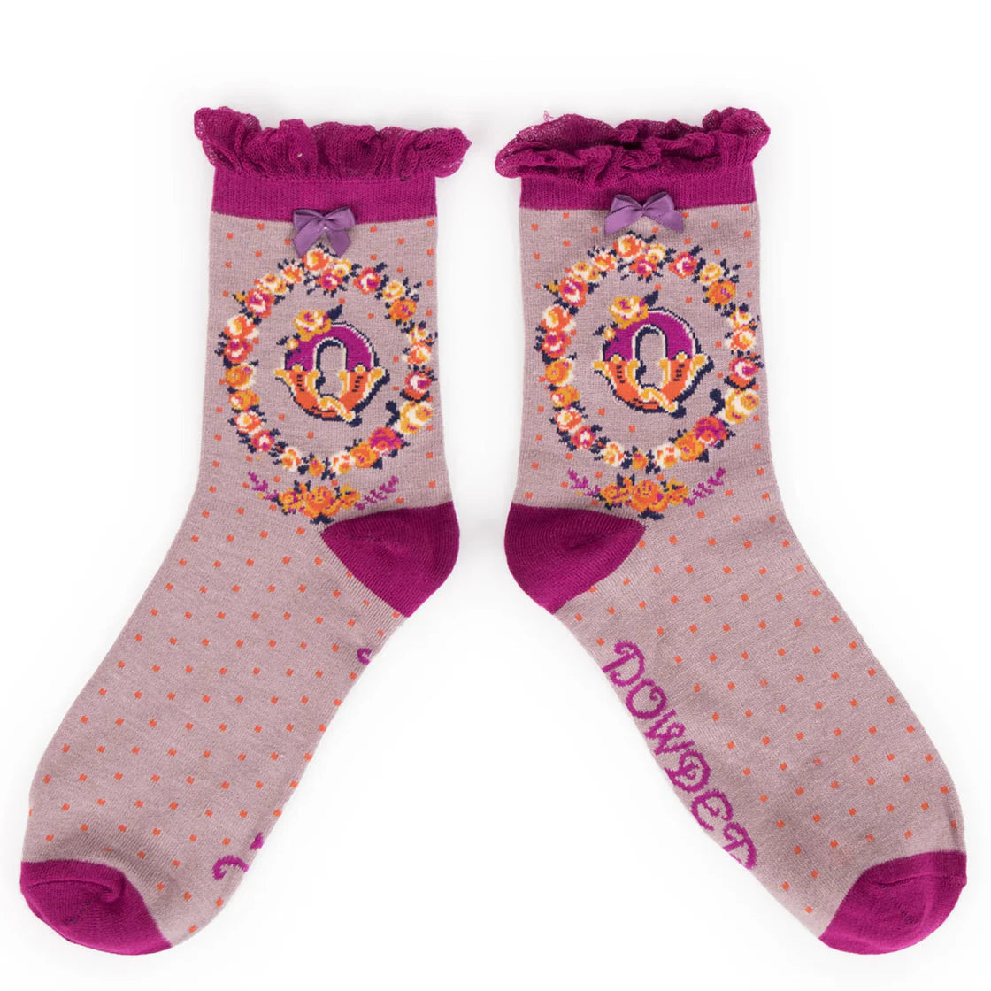 FINAL SALE Powder Initial Ankle Socks- F, I, N, O, Q, X, Y, Z