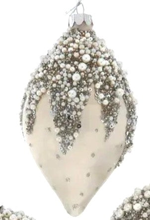 Glass Ivory Leaf Ornament Ball/Drop/Onion