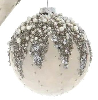 Glass Ivory Leaf Ornament Ball/Drop/Onion